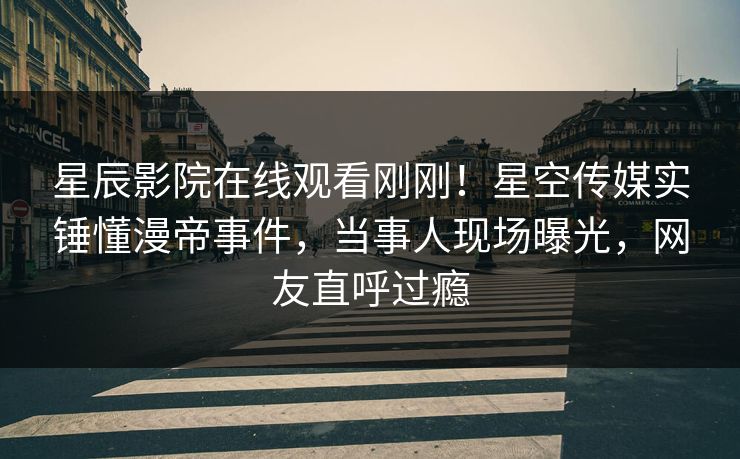 星辰影院在线观看刚刚！星空传媒实锤懂漫帝事件，当事人现场曝光，网友直呼过瘾