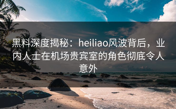黑料深度揭秘：heiliao风波背后，业内人士在机场贵宾室的角色彻底令人意外