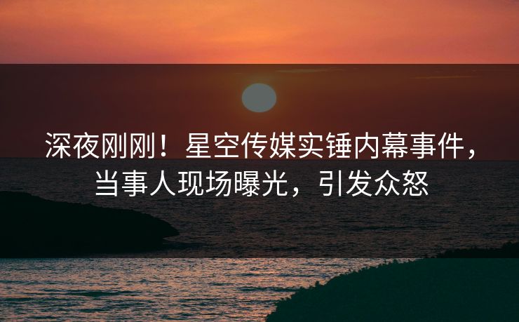 深夜刚刚！星空传媒实锤内幕事件，当事人现场曝光，引发众怒